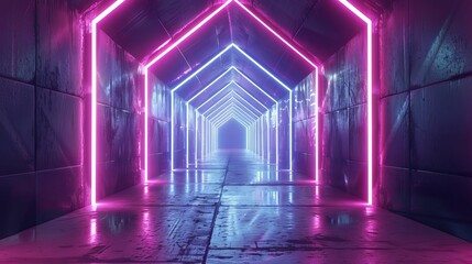 Wall Mural - Neon geometric style background