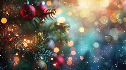 Wall Mural - festive greeting card with blurred bokeh background
