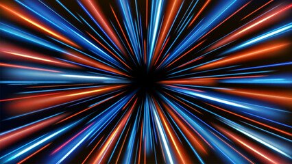 Wall Mural - Abstract Tunnel Speed Light Starburst Background Dynamic Technology Concept, Vector Illustration