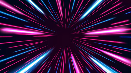 Wall Mural - Abstract Tunnel Speed Light Starburst Background Dynamic Technology Concept, Vector Illustration