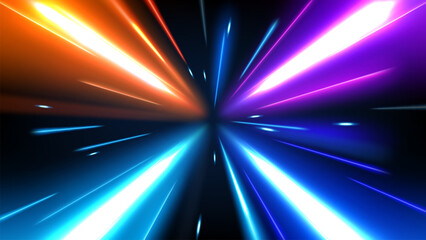 Wall Mural - Abstract Tunnel Speed Light Starburst Background Dynamic Technology Concept, Vector Illustration