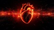 © David - Red digital heart with glowing effects on black background