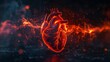 © David - Red digital heart with glowing effects on black background