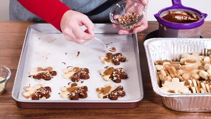 Wall Mural - Making Star-Shaped Cookies with Chocolate and Peppermint Chips