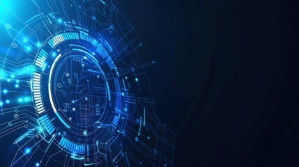 Abstract Technology Background with Blue Glowing Circuits