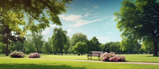 Poster - Park view in the summertime. Creative banner. Copyspace image
