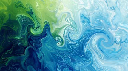Poster - A vibrant abstract background with swirling patterns of blue and green hues.