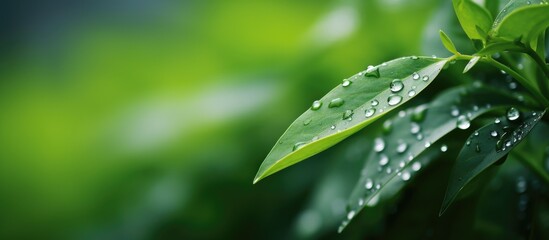 Leinwandbilder - plant with raindrops. Creative banner. Copyspace image