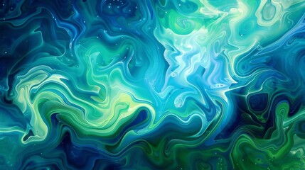 Poster - A vibrant abstract background with swirling patterns of blue and green hues.