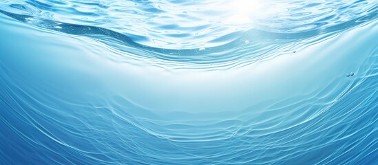 Leinwandbilder - Water blue Ripples Background with sunlight top view Background Circle wave pattern water well free space display product Transparent blue clear water surface texture with ripples splash Abstract