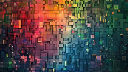 Poster - An abstract background with a grid of colorful squares, creating a pixelated effect.