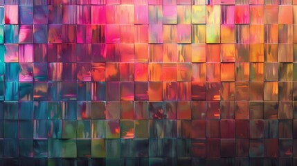 Poster - An abstract background with a grid of colorful squares, creating a pixelated effect.