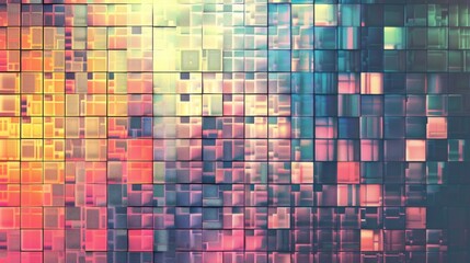 Poster - An abstract background with a grid of colorful squares, creating a pixelated effect.