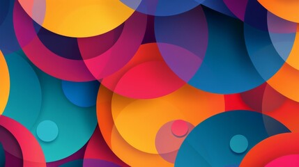 Poster - An abstract background with bold, overlapping circles in a rainbow of colors.