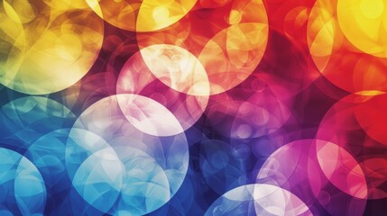Poster - An abstract background with bold, overlapping circles in a rainbow of colors.