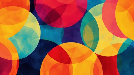 Poster - An abstract background with bold, overlapping circles in a rainbow of colors.