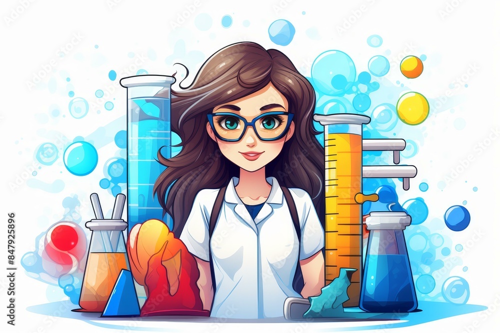 September Science Cartoon Celebrate National Science Day with a cartoon scientist conducting ...