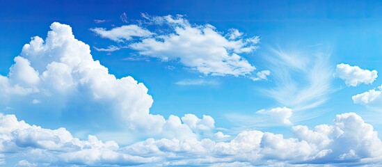Sticker - Blue sky with clouds view background wallpaper. Creative banner. Copyspace image