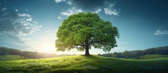 Wall Mural - unusual tree in the park. creative banner. copyspace image