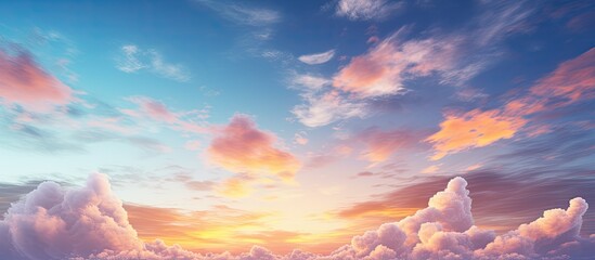 Wall Mural - colorful summer sunset sky with clouds. Creative banner. Copyspace image