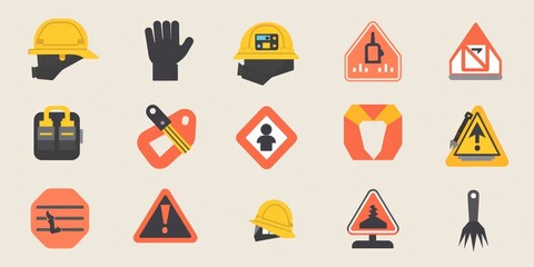 icon of Safety, security icons set. warning symbols for personal occupational protection. Flat graphic vector