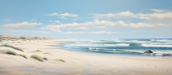 Wall Mural - Beach and seascapes with water and dunes. Creative banner. Copyspace image