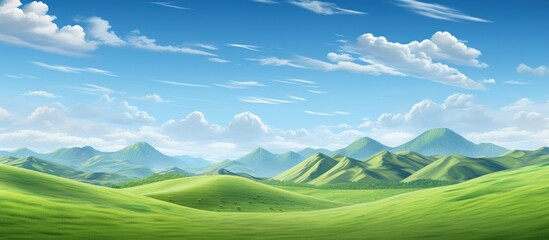 Poster - Green Hills. Creative banner. Copyspace image