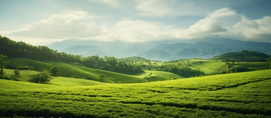 Poster - Green fields in the countryside. Creative banner. Copyspace image
