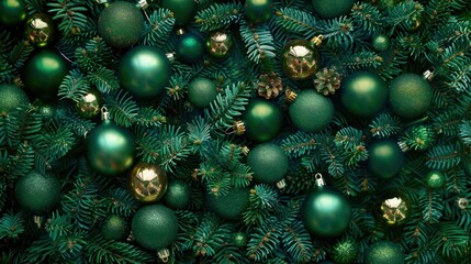 a background of shiny green christmas.