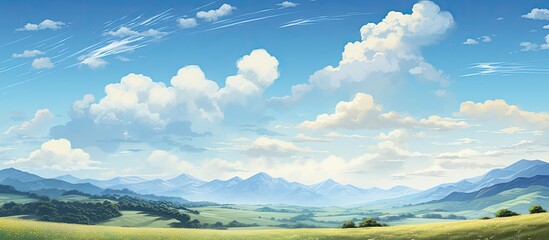 Wall Mural - Nature ladscape with sky and hills. Creative banner. Copyspace image