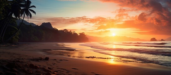 Poster - sunrise on PP island beach. Creative banner. Copyspace image