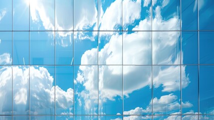 Wall Mural - reflection of the sky and clouds on mirrored windows of a contemporary building