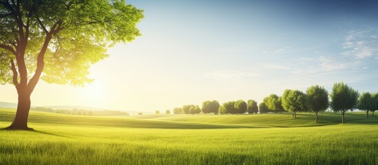 Aufkleber - Beautiful morning grass Nature. Creative banner. Copyspace image