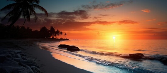 Poster - sunrise on PP island beach. Creative banner. Copyspace image
