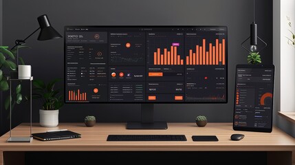 Futuristic HUD Interface Wallpaper and essential data presented in a clean and organized layout against a dark background, perfect for a futuristic desktop wallpaper.