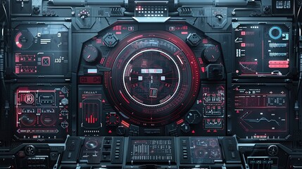 Futuristic HUD Interface Wallpaper and essential data presented in a clean and organized layout against a dark background, perfect for a futuristic desktop wallpaper.