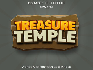Wall Mural - treasure temple text effect, font editable, typography, 3d text for games. vector template