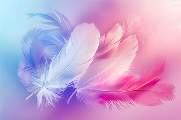 Wall Mural - Light color gradient image with soft feathers