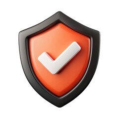 check mark icon secure emblem with sharp edges and a tick 3d cartoon style illustration 