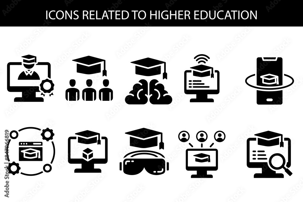 E-learning set of web icons in line style. Online education icons for ...