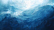 © S A H I N  - Calm water underwater blurry texture blue background for copy space text. Lake ripples cartoon, ocean wave illustration for pool swim party, beach travel. Web mobile banner, wavy graphic by Vita