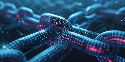 Wall Mural - blockchain technology. digital global network concept. secure data transfer