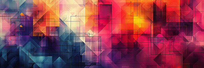 Wall Mural - An immersive snapshot capturing the interplay of bold geometric shapes and subtle gradients. A captivating snapshot capturing the interplay of bold geometric patterns and subtle gradients