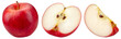 © MarcoFood - Apple isolated png. Red apple half and piece collection on transparent background. PNG format. Red apple slice set with no background. Full depth of field.
