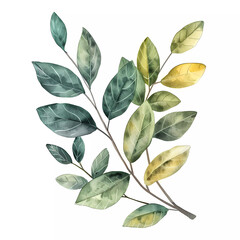 Wall Mural - Eucalyptus Watercolor Green Leaf.