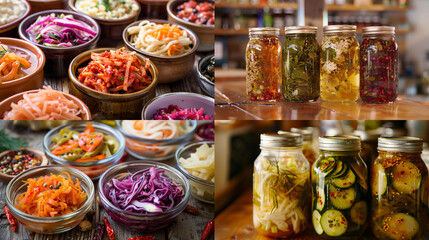 Canvas Print - jars of pickled vegetables