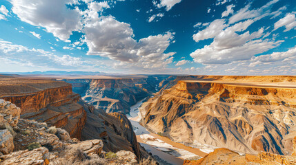 Wall Mural - Breathtaking view of Fish River Canyon in Namibia under a cloudy sky