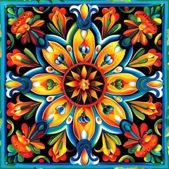 Wall Mural - Colorful Floral Mandala for Vintage Style Decoration