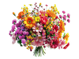 Wall Mural - A bouquet of flowers with a variety of colors including pink, yellow, and orange