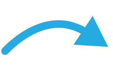 Wall Mural - Red long curved arrow sign, icon for business or web button decoration in isolated. Vector illustration
